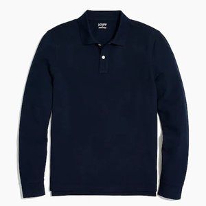 J. Crew Mens Large Long-sleeve piqué polo blue